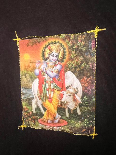Lord Krishna Long Sleeved Patched Shirt.. Size Large