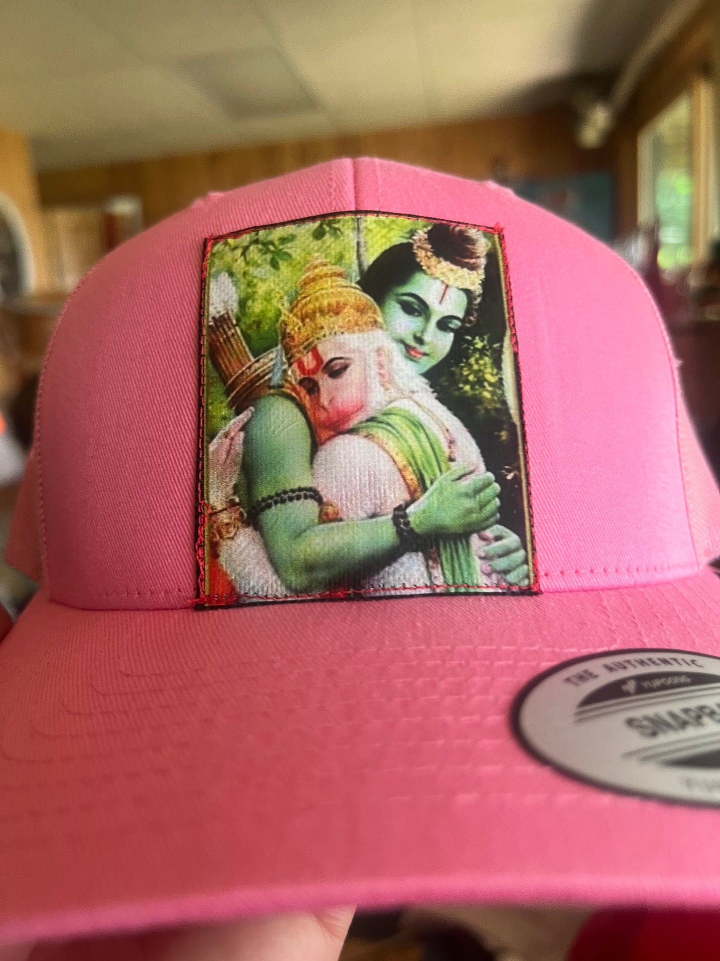 Ram & Hanuman 6-Panel Mid-Profile Hat (pink)