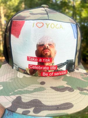 Moses Love Take a Risk Celebrate Life Be of service HIGH Profile Camo Cap