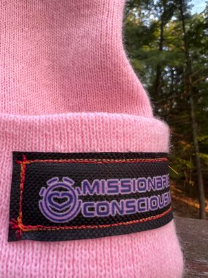 PINK Missionaries of Consciousness OM Knit Cuffed Beani