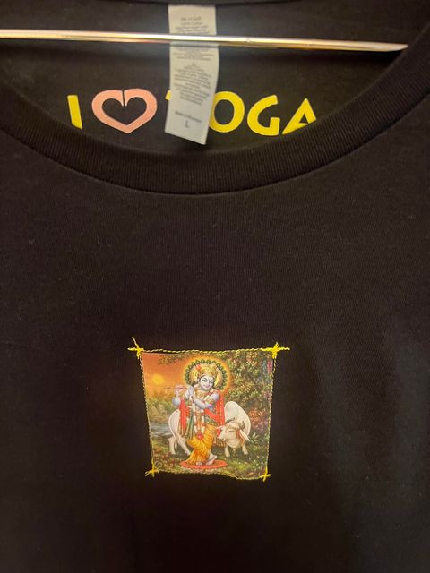 Lord Krishna Long Sleeved Patched Shirt.. Size Large